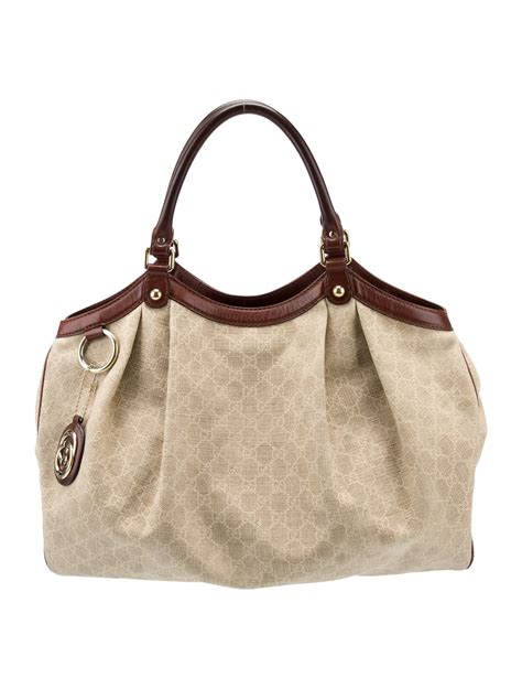 Gucci GG Canvas Large Sukey Tote Neutrals Hobos Handbags