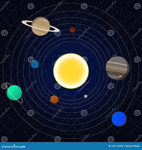 Vector Illustration Of Solar System Plantets In Space Stock Vector