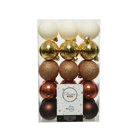 Decoris Shatterproof Baubles In Brown Pack Of