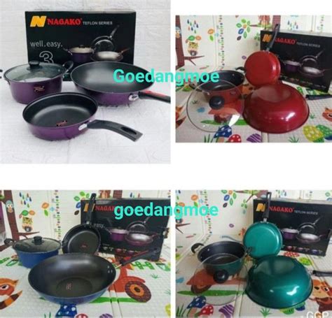 Jual Nagako Qme Panci Teflon Series Set Pc Frypan Wajan Wok Anti