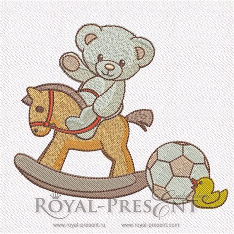 Teddy Bear Machine Embroidery Design 2 Sizes Royal Present Embroidery