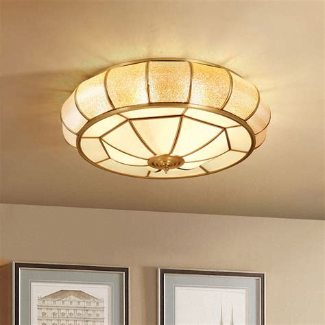 Lampsmodern Ceiling Light Mid Century Gold Glass Drum Ceiling Light For Living Room Ceiling Lamps