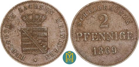 Sachsen Meiningen Pfennig Georg Ii Sehr Sch N Bis