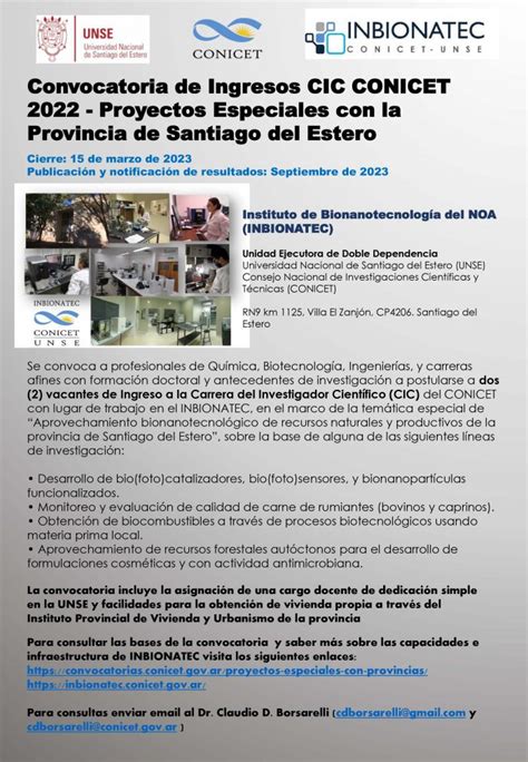 Convocatoria De Ingresos Cic Conicet 2022 Proyectos Especiales Con La