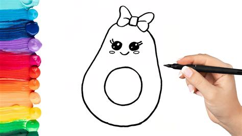 Como Desenhar E Pintar Um Abacate Fofinho Kawaii YouTube