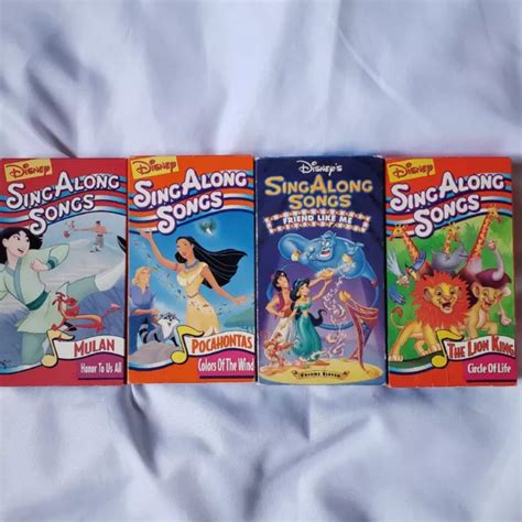 DISNEY SING ALONG Songs 4 VHS Bundle Lot Mulan Pocahontas Lion King