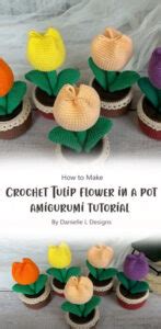 Beautiful Tulip Pot Free Amigurumi Crochet Pattern Tutorial Ideas