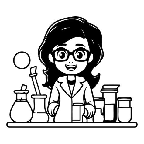 Une Scientifique En Blouse De Laboratoire Et Lunettes Illustration