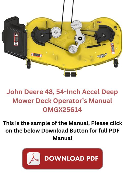 John Deere 48 54 Inch Accel Deep Mower Deck Operators Manual Omgx25614 By Service And Repair