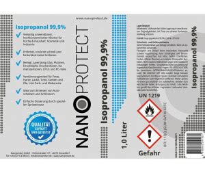 Nanoprotect Isopropanol Liter Reiniger Hochprozentiger