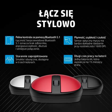 Mysz Hp Lunar White Bluetooth Mouse Bezprzewodowa Bia A F Aa