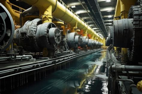 Premium AI Image | Assembly of underwater turbines on a ship deck