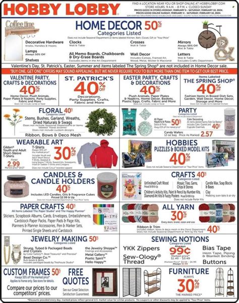 Hobby Lobby Weekly Ad Flyer Specials February 4 To February 10 2024