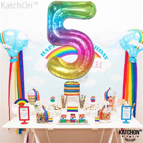 Giant 40 Inch Jelly Number 5 Balloon Rainbow 5 Balloon Gradient