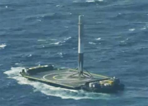 Spacex Successfully Lands Its Falcon 9 Booster On A Barge At Sea