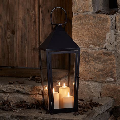 Cairns Large Black Garden Lantern With 3 Truglow® Candles Lights4fun