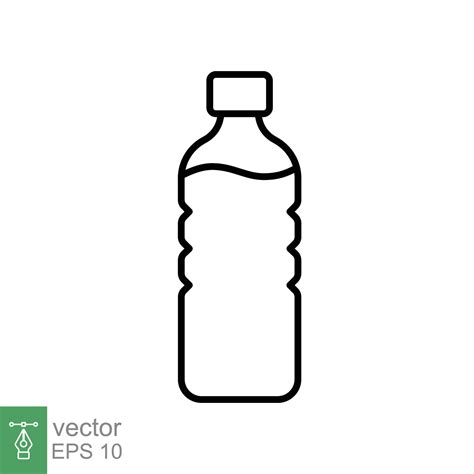 Water Bottle Line Icon Simple Outline Style Plastic Bottle Drink