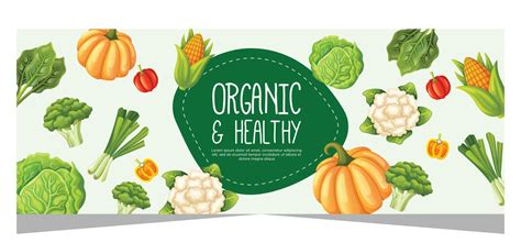 Organic And Healthy Food Banner Template Design Vector Art At