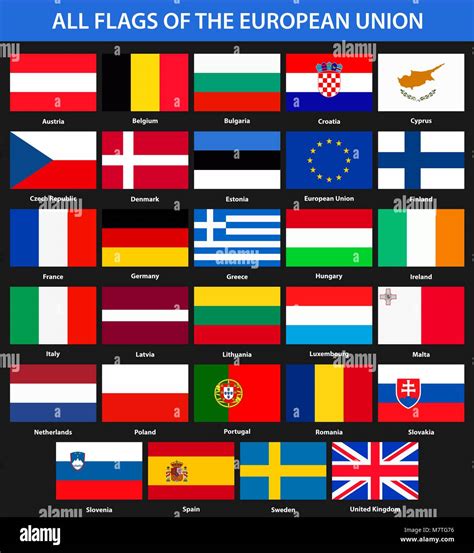 All Flags Of The Countries Of The European Union Flat Style Stock