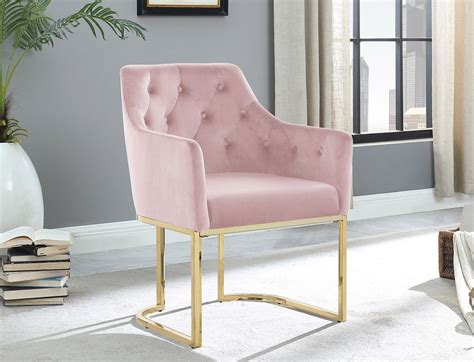 Cymone Pink Velvet Accent Chair Gold Upholstered Side Chair Best