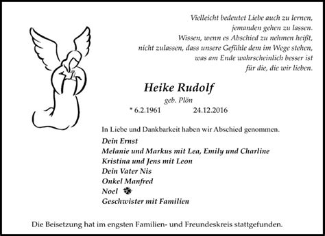 Traueranzeigen Von Heike Rudolf Sich Erinnern De