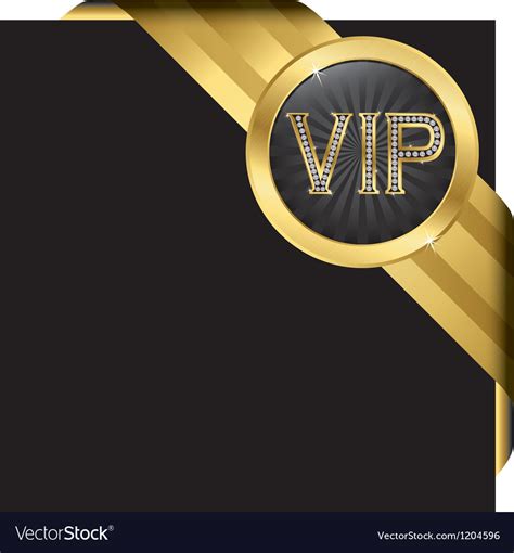 Vip Golden Label With Diamonds And Gold Ribbon Royalty Free Vector