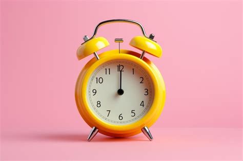 Premium Ai Image A Pink Alarm Clock With Yellow Hands