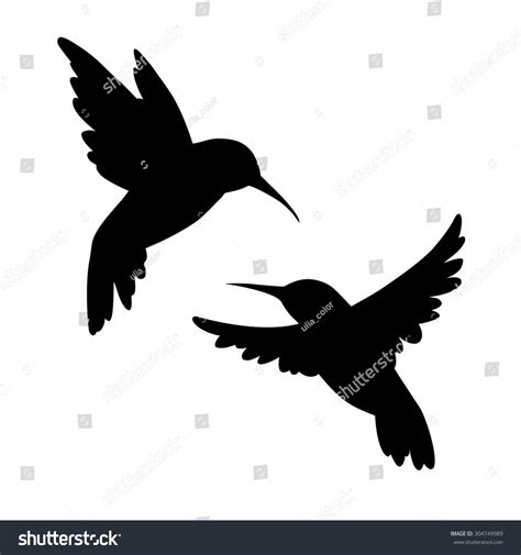 Hummingbirds Silhouette Isolated Vector Set Stock Vector 304749989