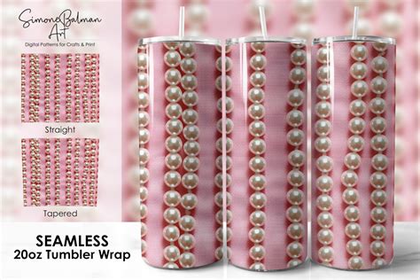 Pearl Strings 20oz Skinny Tumbler Wrap Graphic By Simone Balman Art · Creative Fabrica