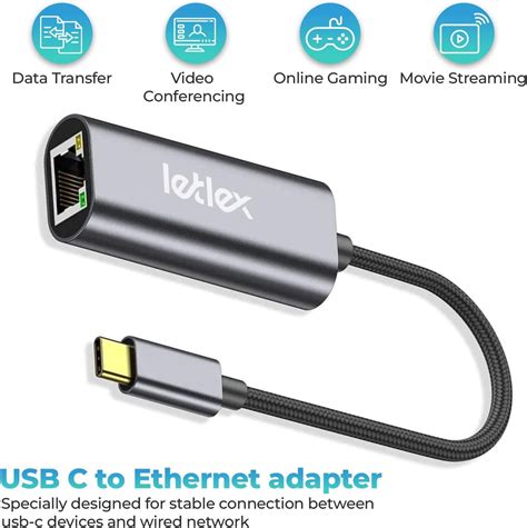 Letlex Usb C Gigabit Ethernet Adapter Thunderbolt To Ethernet Adapter Macbook Pro Usb Adapter