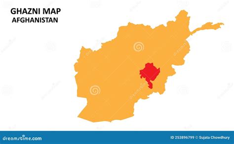 Ghazni State and Regions Map Highlighted on Afghanistan Map Stock ...