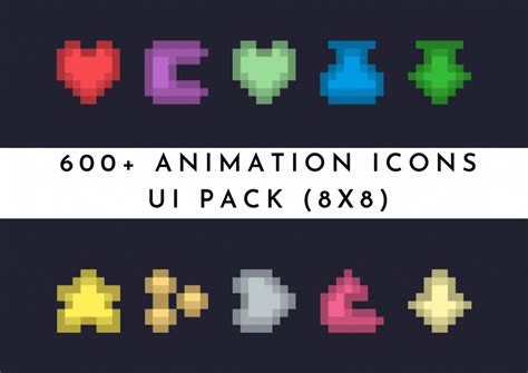 600 Animation Icons Ui Pack 8x8 By Kabgames