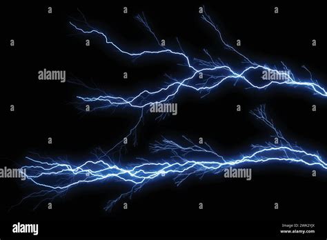 Blue Lightning Thunder Bolts Free Vector Realistic Lighting Set