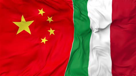 China And Italy Flags Together Seamless Looping Background Looped Bump