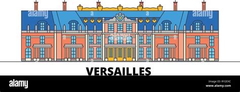 France Versailles Flat Landmarks Vector Illustration France