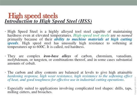 High Speed Steel Hss