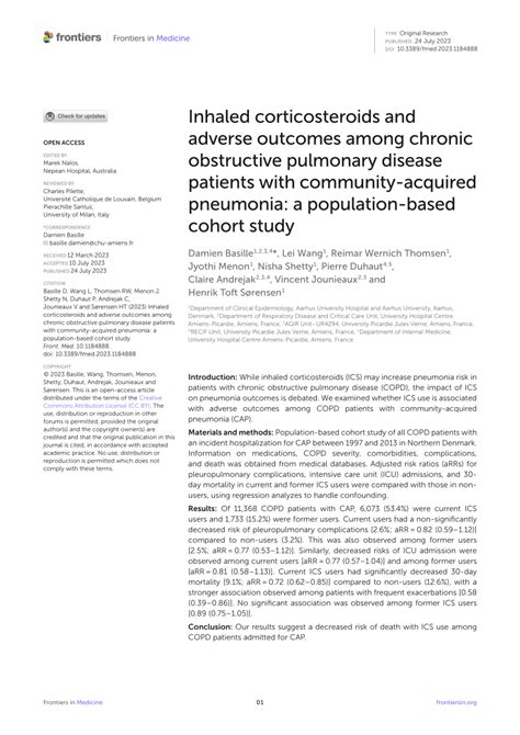 Pdf Inhaled Corticosteroids And Adverse Outcomes Among Chronic Obstructive Pulmonary Disease