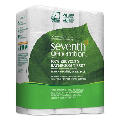 Seventh Generation 100 Recycled Bathroom Tissue 2 Ply White 300 Sheets Roll 24 Pack