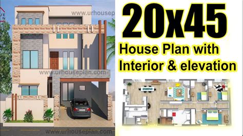 20x45 House Plan With Interior Elevation 4 Marla House Plan 900