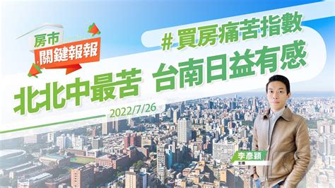 【好房網tv】《房市關鍵報報》20220726 買房痛苦指數房價所得比內政部台北市新北市台中市台南市高雄市薪資水準投資客