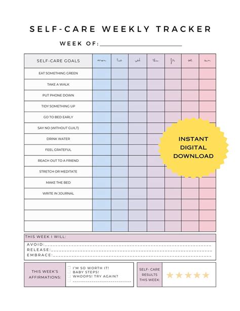 Editable Self Care Checklist Self Care Planner Selfcare Etsy