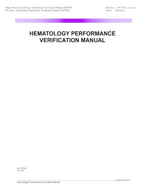 Fillable Online Hematology Performance Verification Manual Docplayer