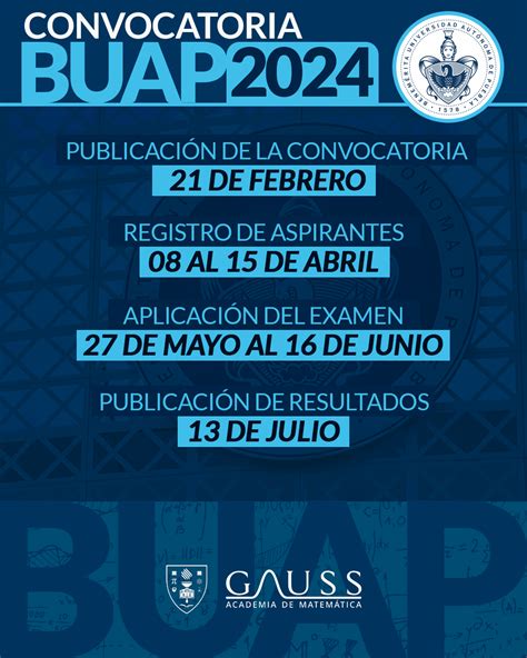 Convocatoria Buap 2024 Academia De Matemática Gauss