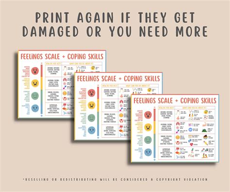 Feelings Coping Skills For Teens And Kids Emotions Scale Chart Etsy