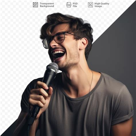 Premium PSD A Man Singing Into A Microphone With The Words Quot The