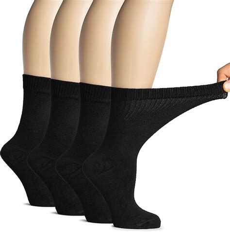 Hugh Ugoli Womens Soft Bamboo Diabetic Crew Socks Wide Loose Fit And Thin Socks