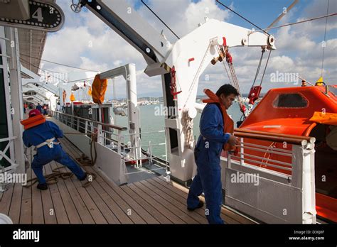 Cruise ship crew lifeboat drill hi-res stock photography and images - Alamy