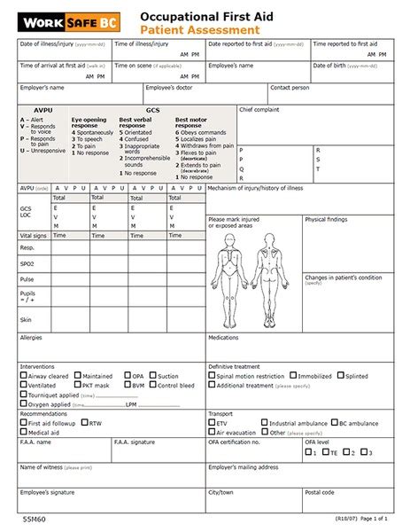 Worksafe Bc Patient Assessment Reports 10pk • Medix Bc • First Aid Supplies And Service