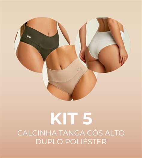 Kit Calcinhas Tanga C S Alto Duplo Poli Ster Esquarcio Lingerie