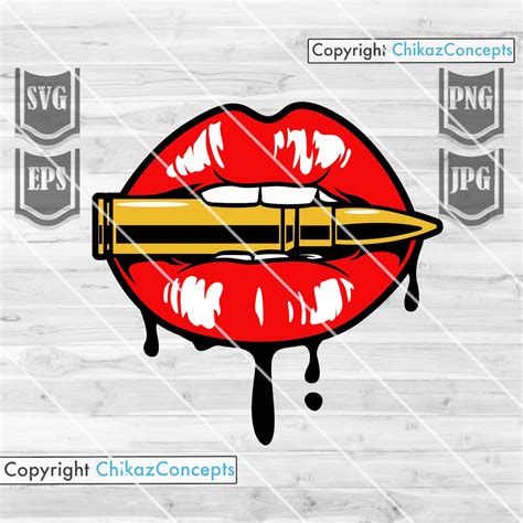 Sexy Red Lips Bullet Svg File Dripping Red Lips Svg Red Etsy